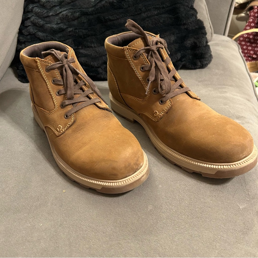 Rockport Seamus Men’s Brown Leather Lace Up Casual Waterproof Boots Size 11 M